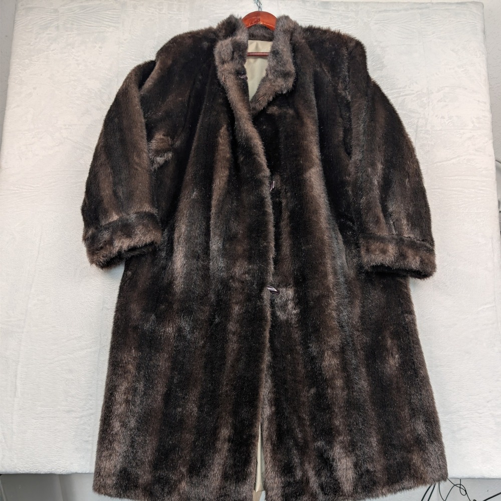 VTG Mink Fur Coat Women XL Dark Brown Old Money Full Length Satin Lined Glam 70s